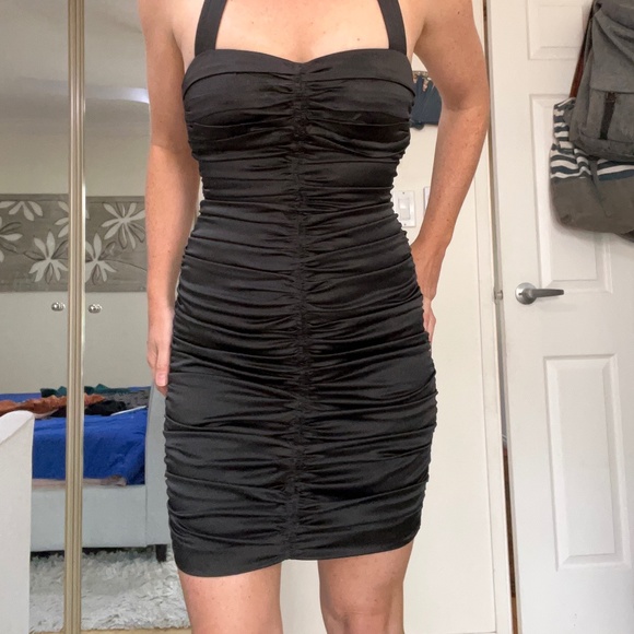Black Halo Black Halter Dress - Size 6 - Picture 2 of 6